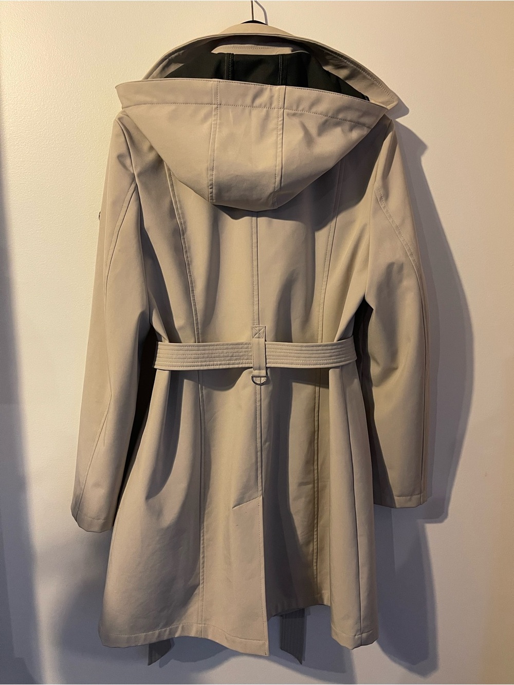 Calvin Klein Beige Softshell Belted Trench Coat Detachable Hood L - Picture 3 of 12